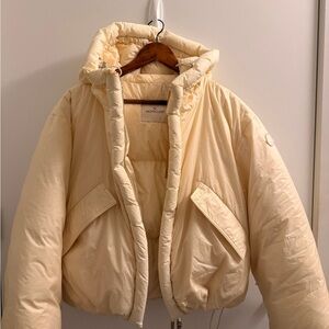 Moncler Cream Hooded Puffer Jacket